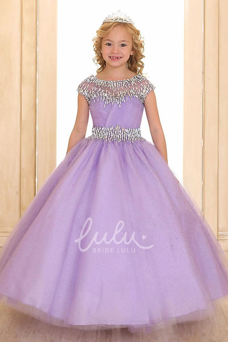 Illusion Pleated Tulle&Organza Floor-Length Flower Girl Dress Classy Wedding Dress