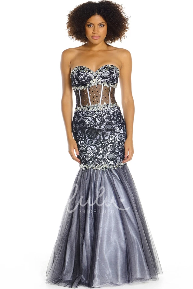 Sleeveless Sweetheart Mermaid Prom Dress with Tulle & Satin Stunning Prom Dress