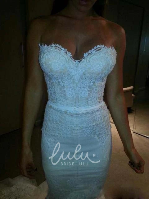 Lace Tulle Sweetheart Mermaid Trumpet Wedding Dress with Backless Zipper