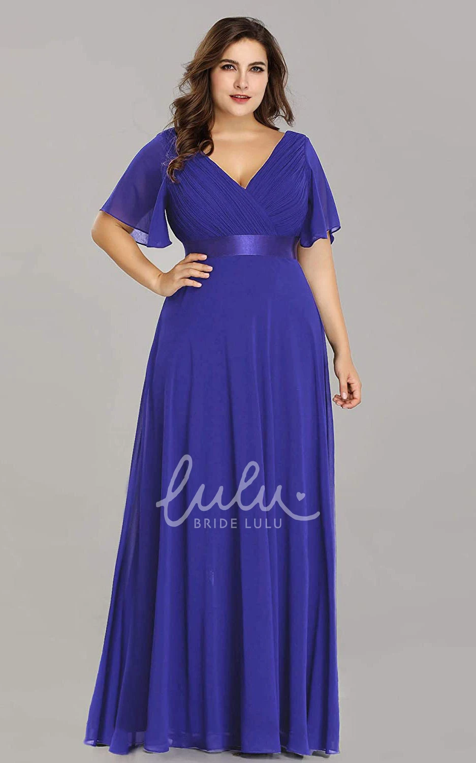 Chiffon V-Neck A-Line Mother Dress with Criss Cross Casual & Elegant