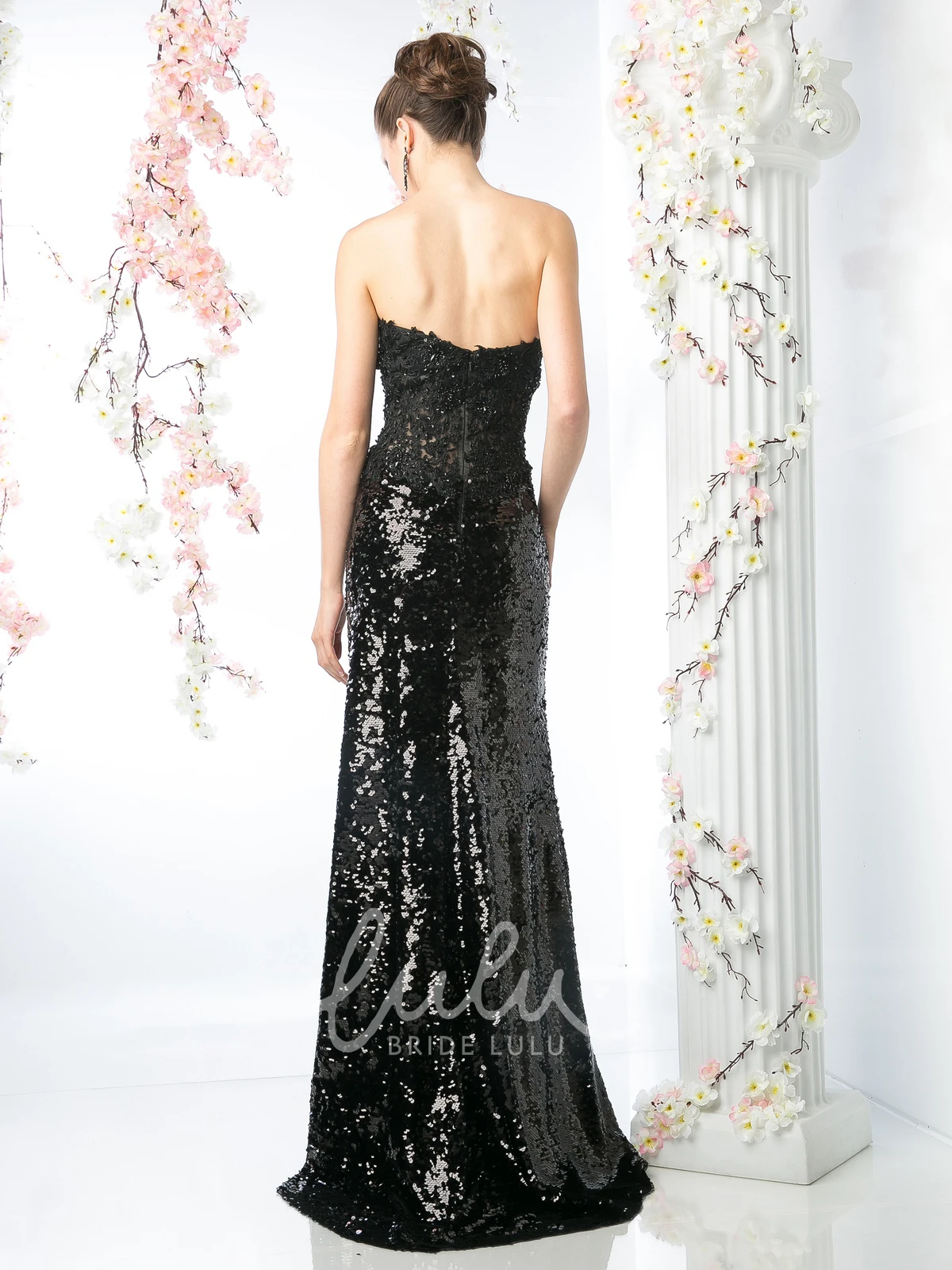 Sweetheart Sequin Backless Formal Dress with Appliques