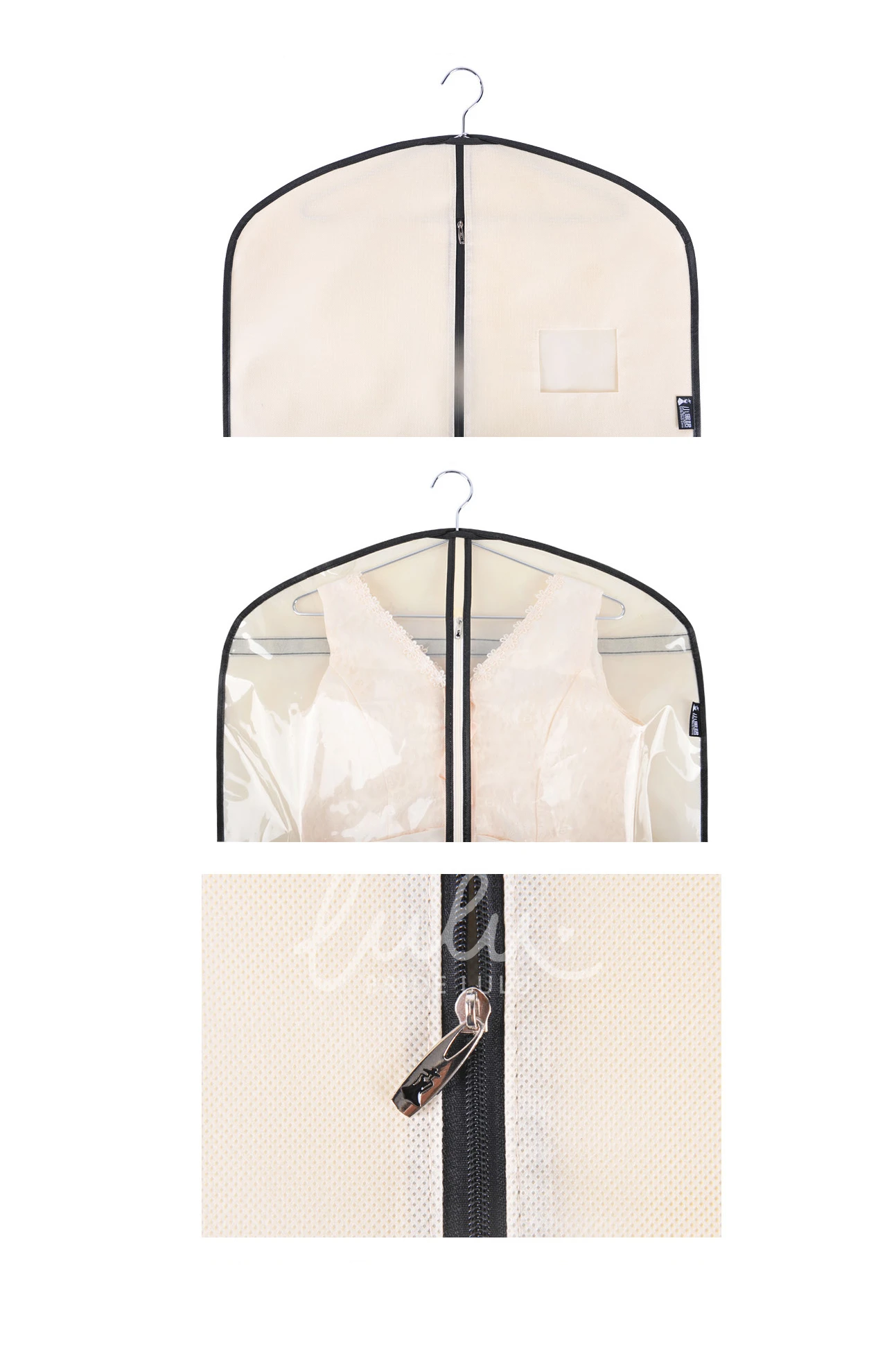 Non-woven Garment Bag with PE Front for Wedding Dress Storage
