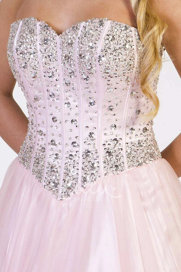 A-Line Tulle Prom Dress with Sweetheart Neckline and Beaded Bodice