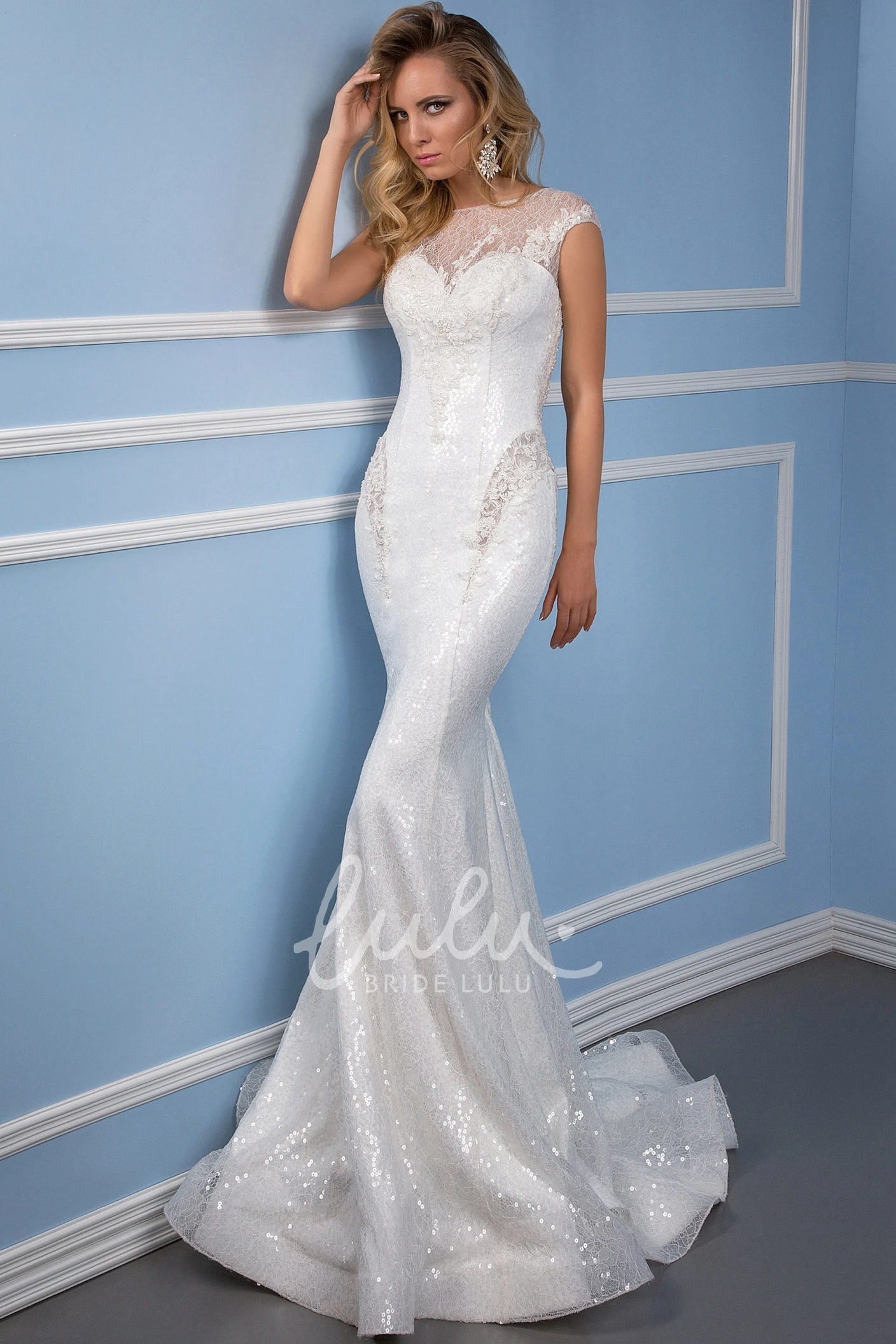 Sleeveless Lace Wedding Dress with Illusion Trumpet Silhouette