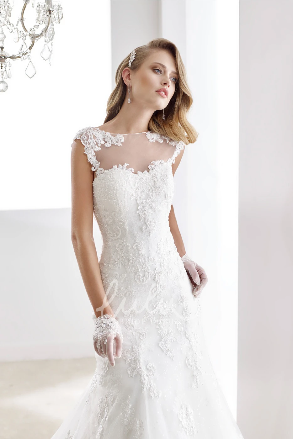 A-line Ruched Wedding Dress with Beaded Belt and Pleated Bodice Elegant Beaded A-line Wedding Dress