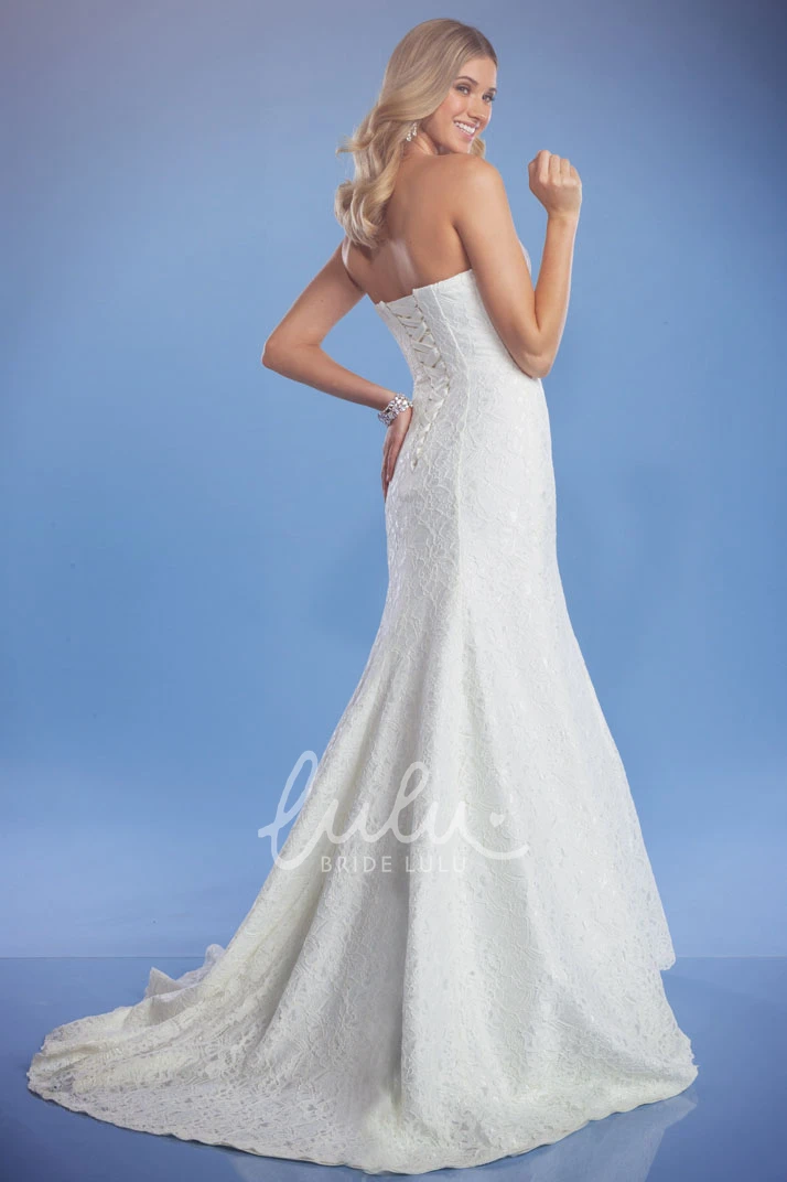 Lace Sweetheart Wedding Dress Sleeveless Floor-Length Style