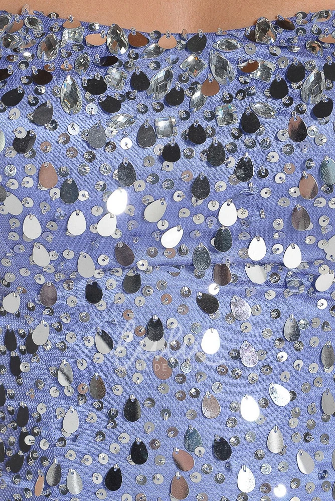 Sequined Tulle Strapless Prom Dress A-Line Maxi Style