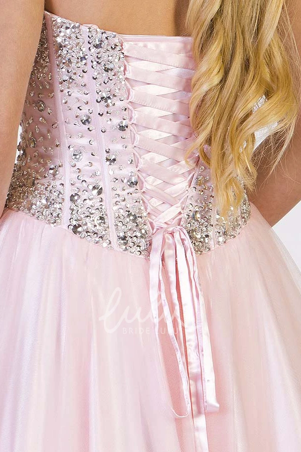 A-Line Tulle Prom Dress with Sweetheart Neckline and Beaded Bodice