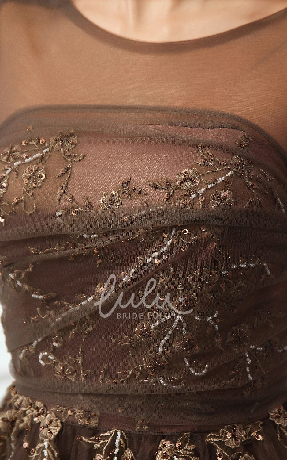 Tulle Cap-Sleeved A-Line Backless Gown With Sequins And Embroidery