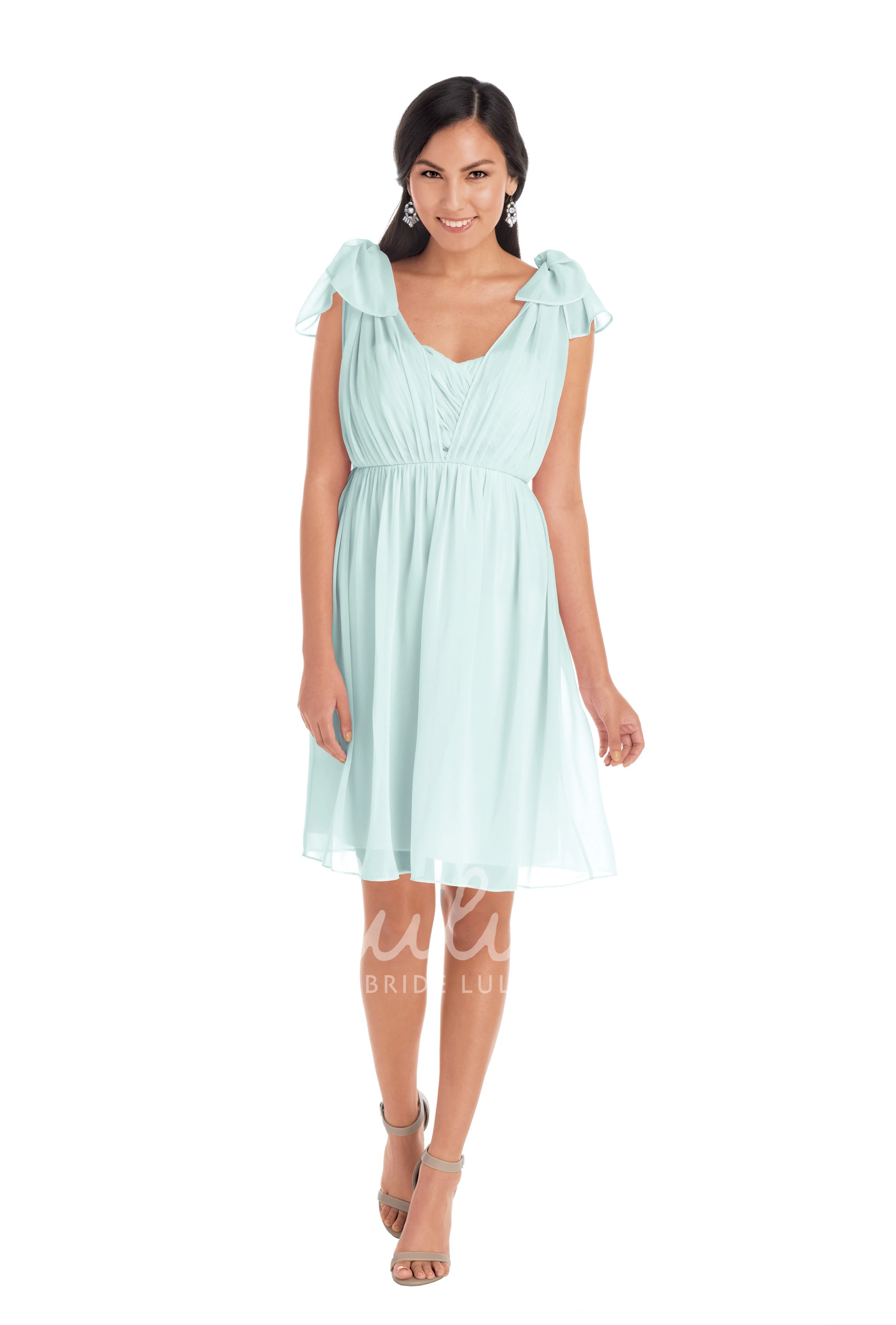 Knee-Length Sweetheart Sleeveless Chiffon Convertible Bridesmaid Dress Criss-Cross Muti-Color