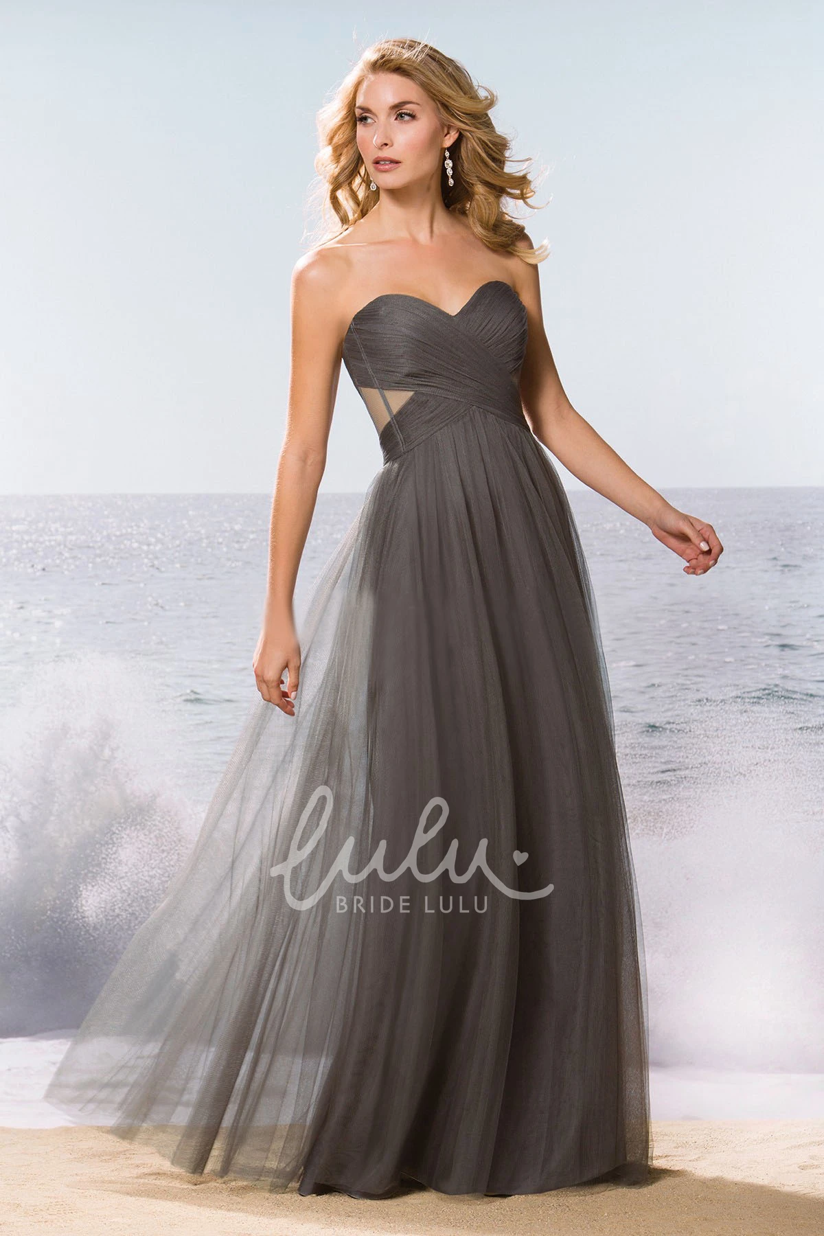 Sweetheart A-Line Tulle Gown With Pleats And Side Cuts Classic Sweetheart A-Line Bridesmaid Dress with Pleats and Side Cuts