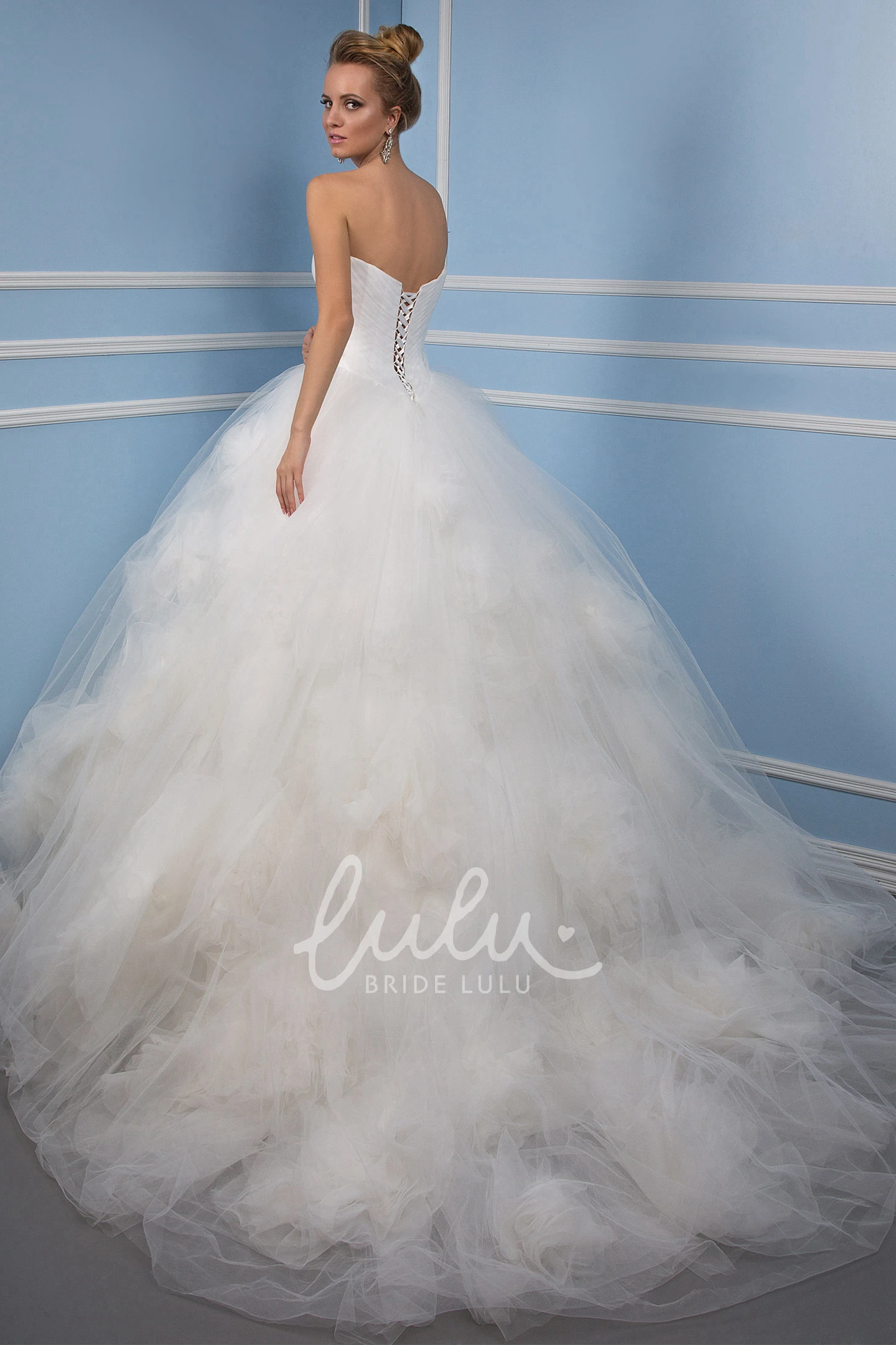 Floral Tulle Sweetheart Wedding Dress Floor-Length