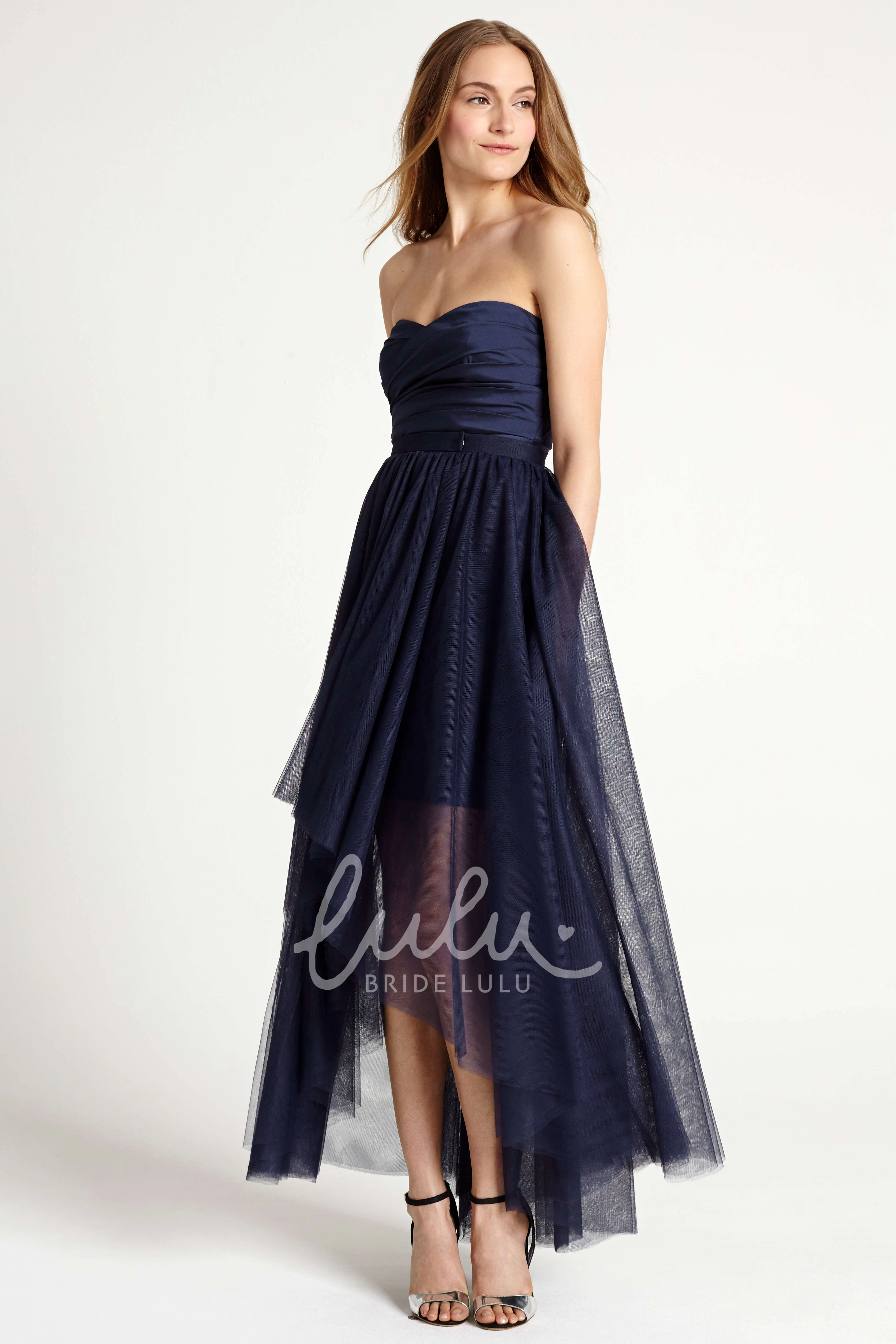 Strapless Ruched Tulle Bridesmaid Dress Elegant Strapless Ruched Tulle Bridesmaid Dress 2025