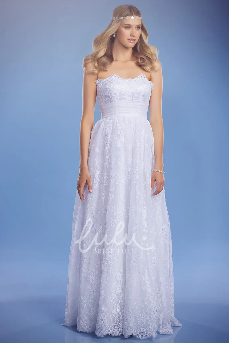 Lace Strapless Wedding Dress with Appliques Elegant Bridal Gown