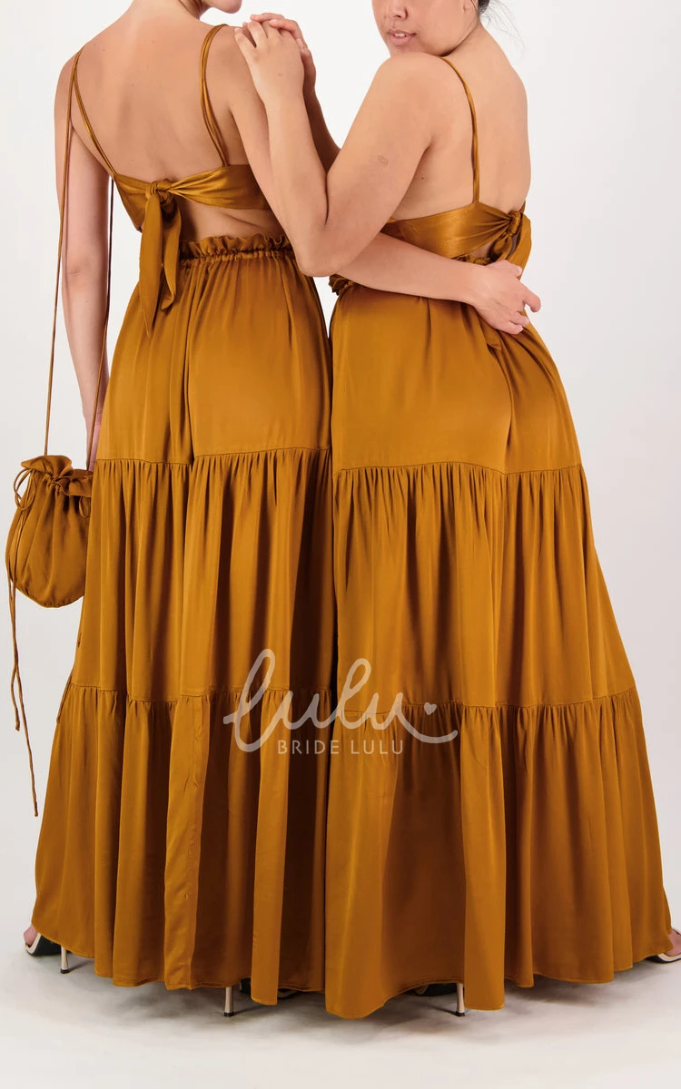 Charmeuse Open Back Bridesmaid Dress with Pleats Simple & Elegant