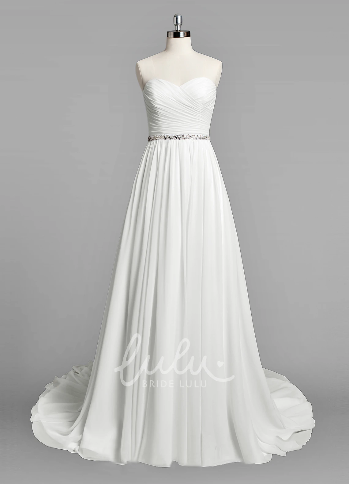 A-Line Chiffon Wedding Dress with Ruching and Beading Sweetheart Neckline Elegant 2025