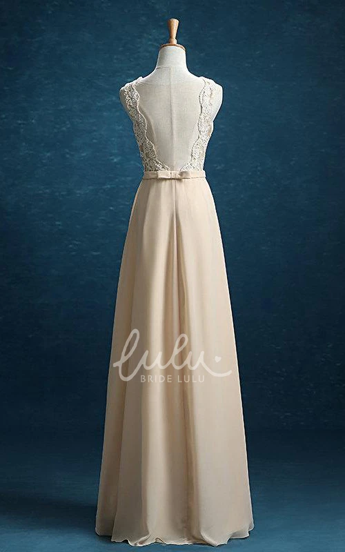 Strapped Maxi Chiffon Dress with Lace and Belt for Women