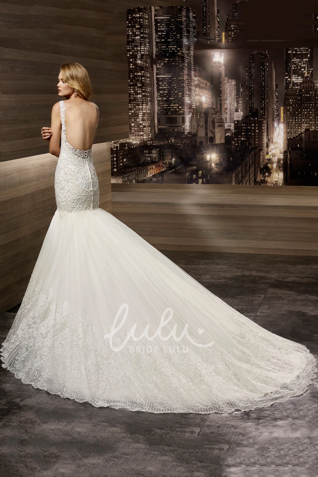 Mermaid Wedding Dress with Sweetheart Neckline Court-train Lace Straps Open Back