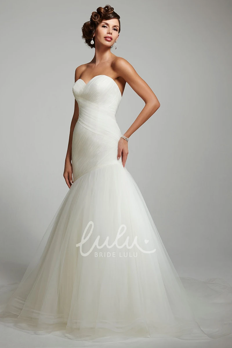 Sweetheart Mermaid Wedding Dress Tulle Criss Cross Backless Design