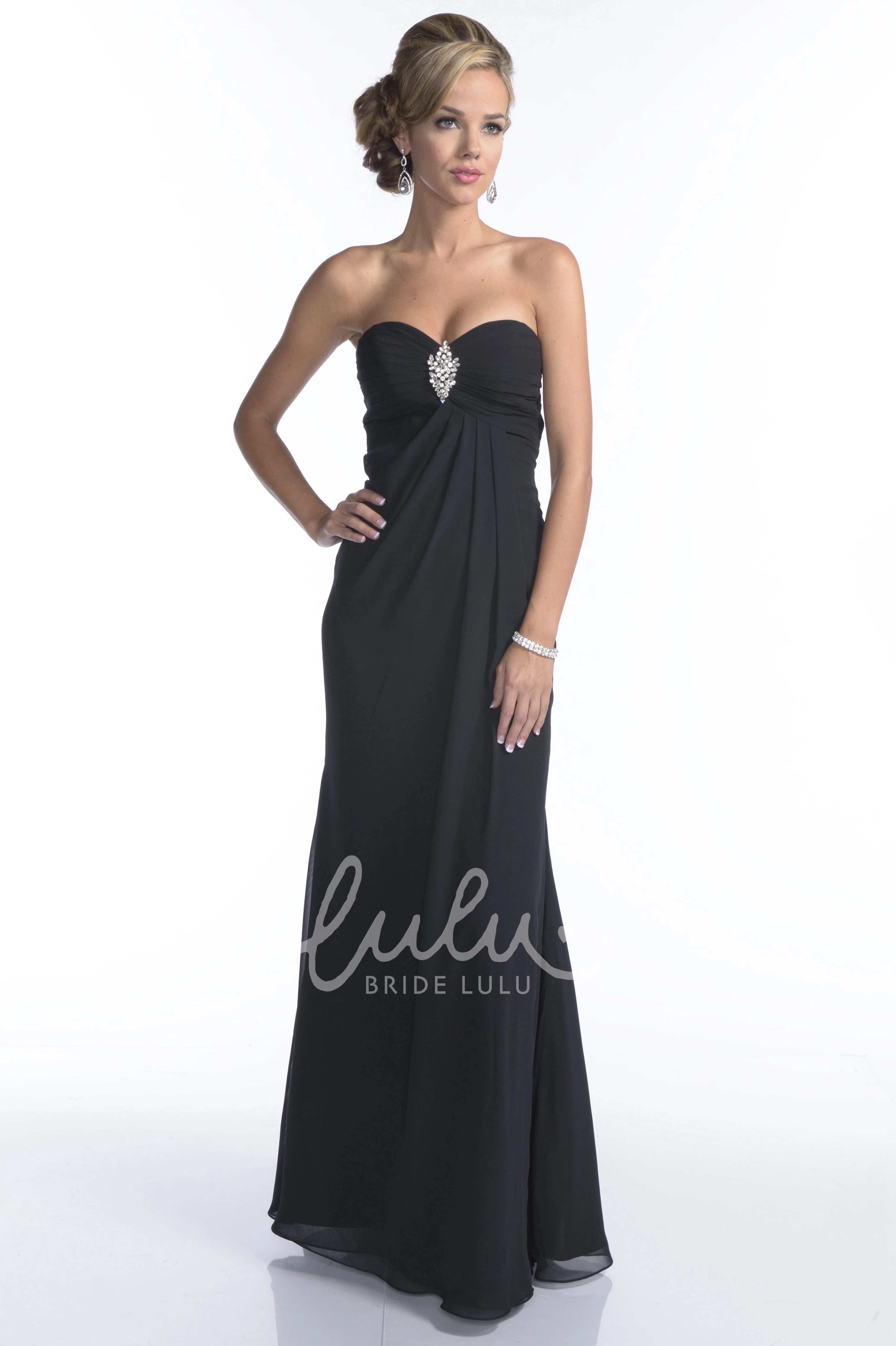 Empire Strapless A-Line Chiffon Bridesmaid Dress with Rhinestones Unique Bridesmaid Dress