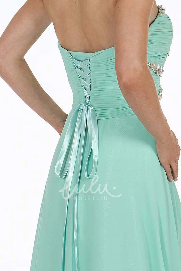 Ruched Sweetheart Chiffon Prom Dress A-Line Long Sleeveless
