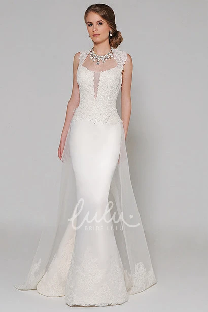 High Neck Satin Wedding Dress with Beaded Details Mermaid Silhouette