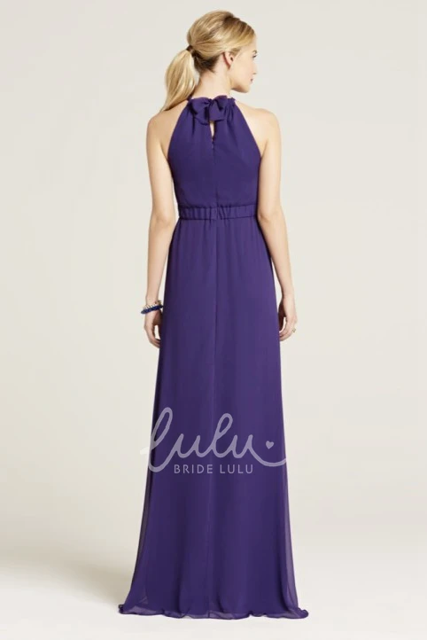 Bowed Halter Chiffon Bridesmaid Dress Sleeveless