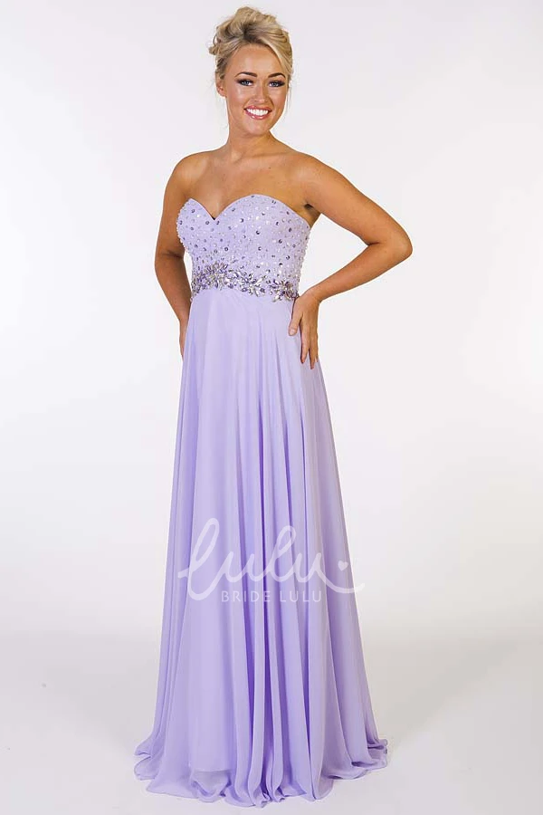 Sleeveless Beaded Sweetheart Chiffon Prom Dress A-Line