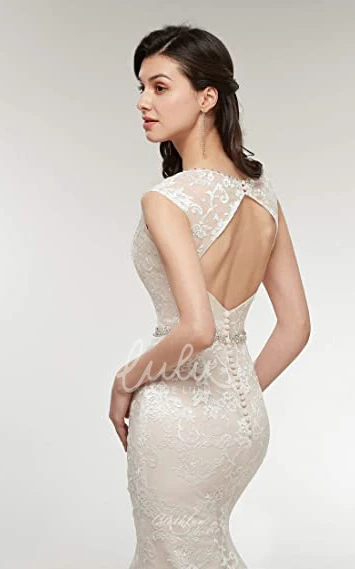 Lace Jewel Neckline Wedding Dress with Adorable Appliques Elegant Garden Wedding Dress