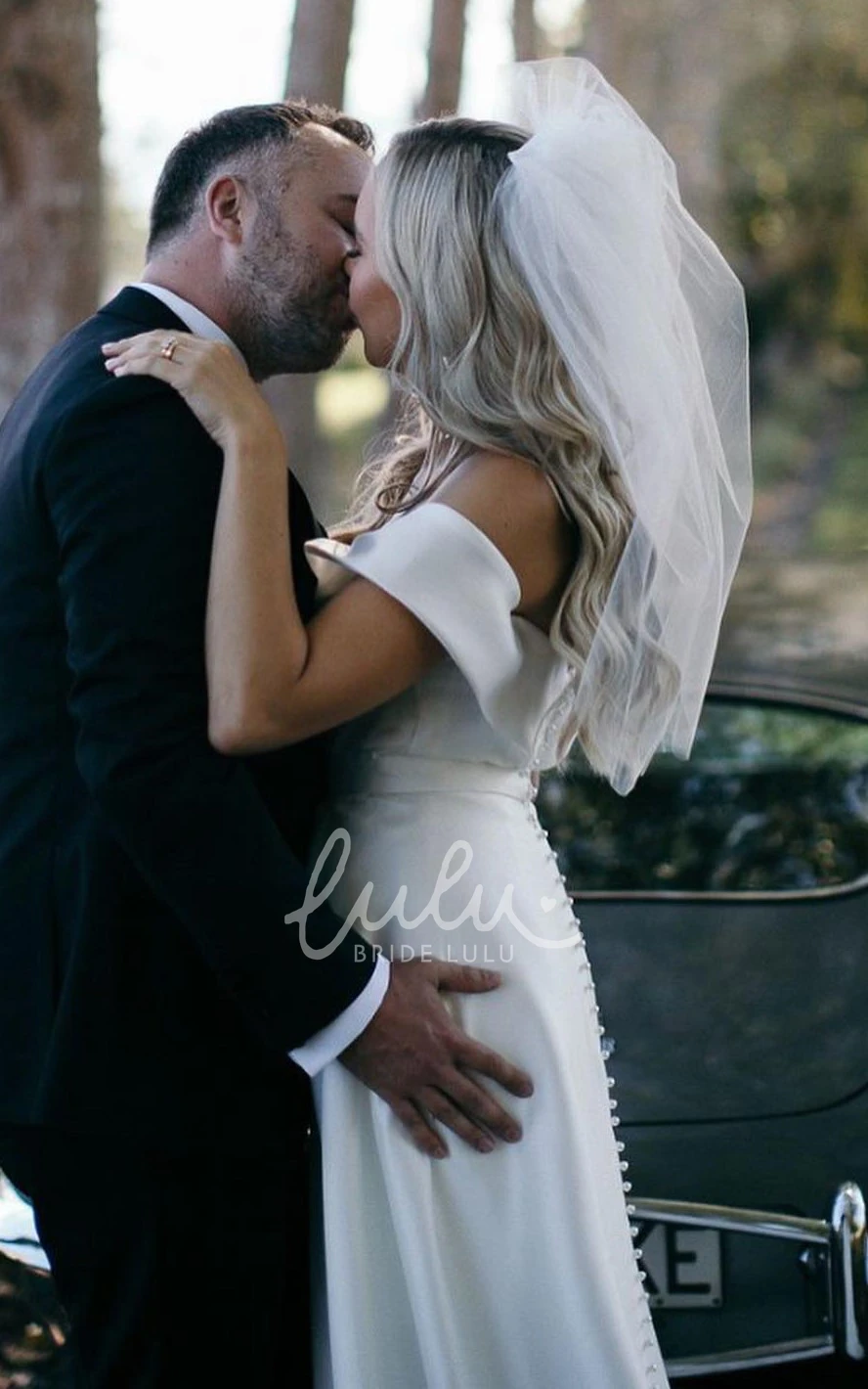 Off-the-shoulder Satin A-Line Wedding Dress Sleeveless Ruching