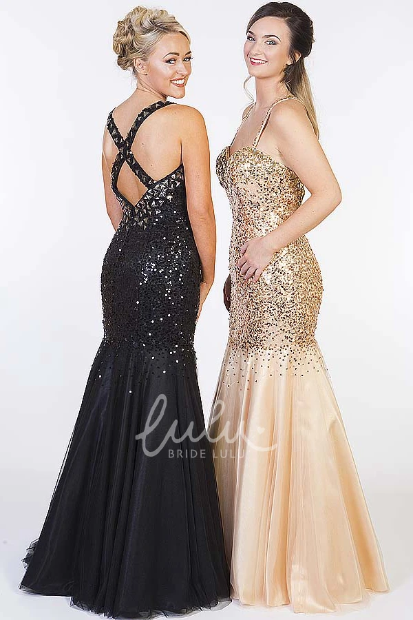 Maxi Crystal Spaghetti Sleeveless Mermaid Prom Dress with Straps Elegant 2025 Women's Sequin Gown
