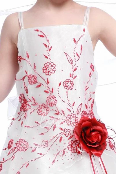 Floral Ankle-Length Organza Flower Girl Dress with Straps Unique Wedding Dress