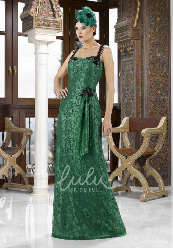 Lace Appliqued Brush Train Mother Of The Bride Dress Sleeveless Strapped