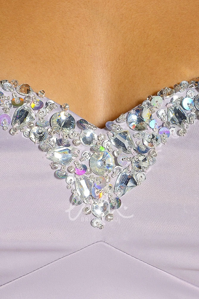 Beaded Satin Prom Dress with Sweetheart Neckline Classy Sheath Floor-Length