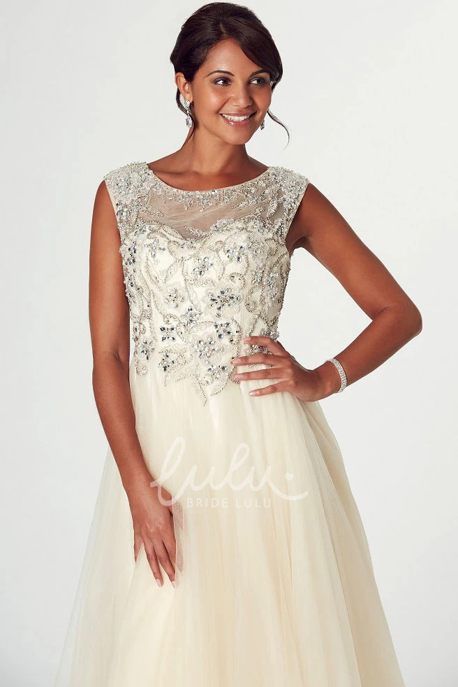 Sleeveless Tulle A-Line Prom Dress Scoop Neck Unique