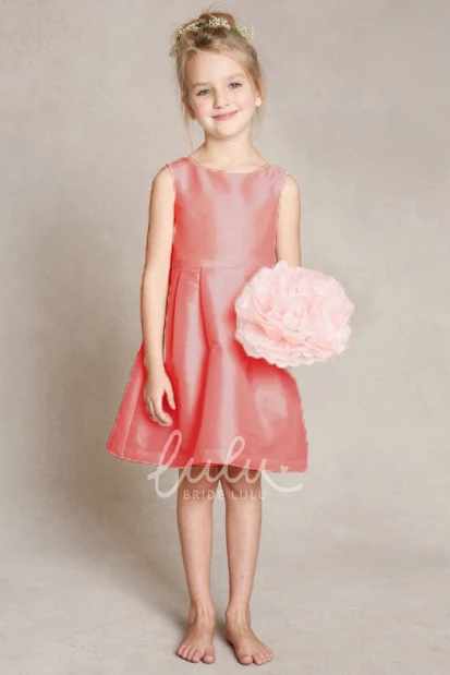 Satin Flower Girl Dress A-Line Sleeveless Scoop Neck Bow