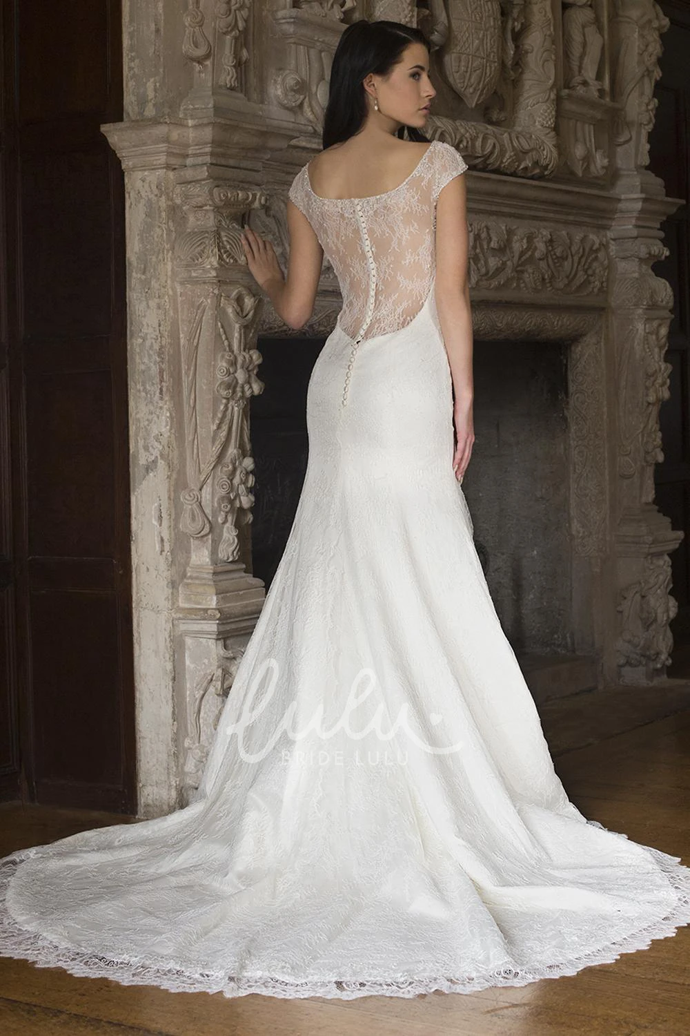 Floor-Length Lace Wedding Dress with Beading Classy Sheath Dress