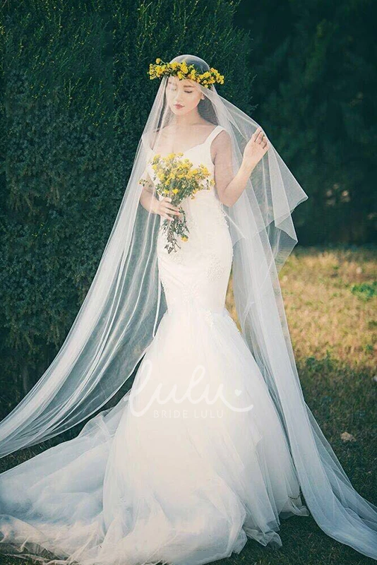 Red and Black Soft Net Tulle Fingertip Wedding Veil with Sequins Wedding Dress