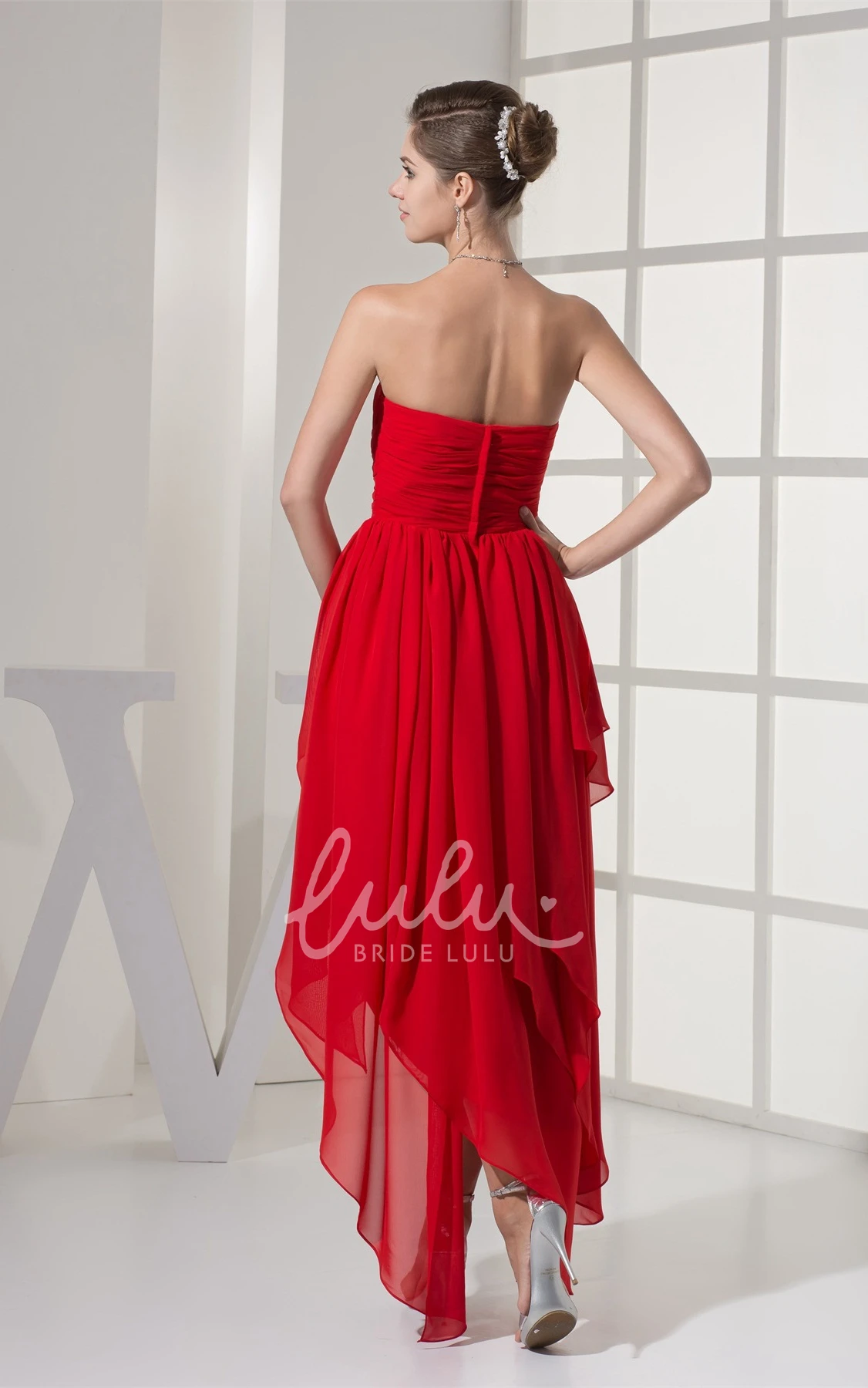 High-Low Beaded Chiffon Prom Dress with Sweetheart Neckline Unique Prom Dress 2025