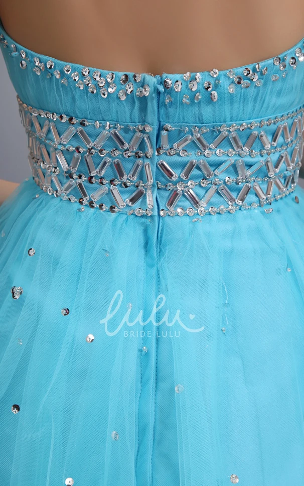 Empire Beaded Tulle Formal Dress with Pleats and Sweetheart Neckline