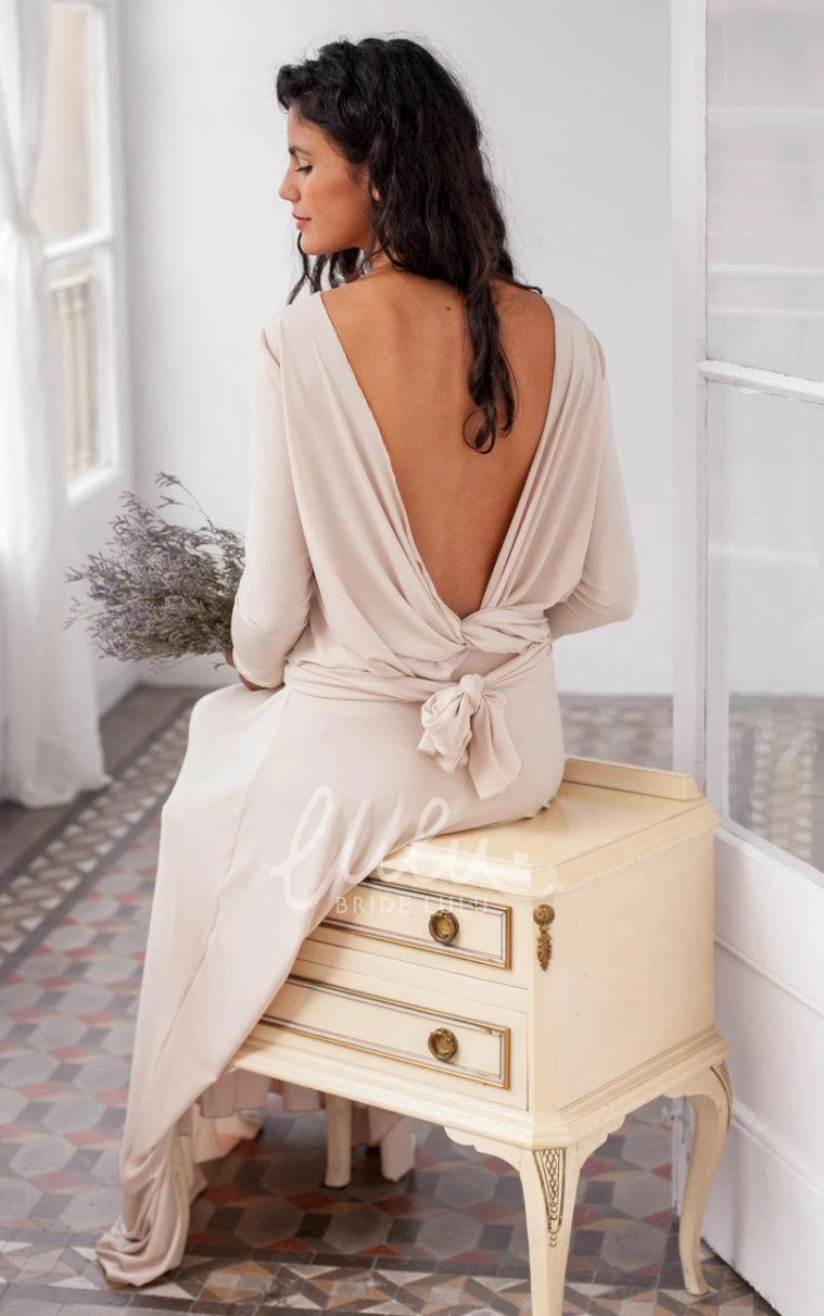 Jersey & Satin Long Sleeve Dress Modern Bridesmaid Dress