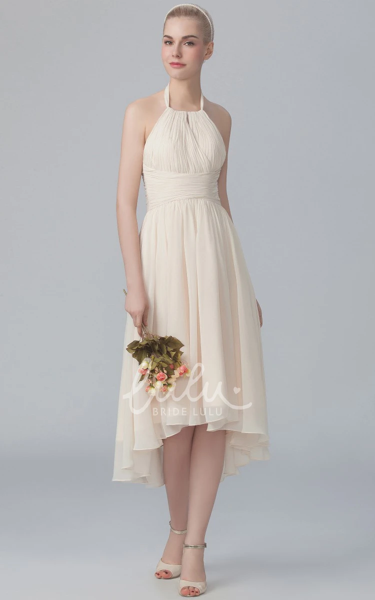 Halter High-Low Bridesmaid Dress with Layers