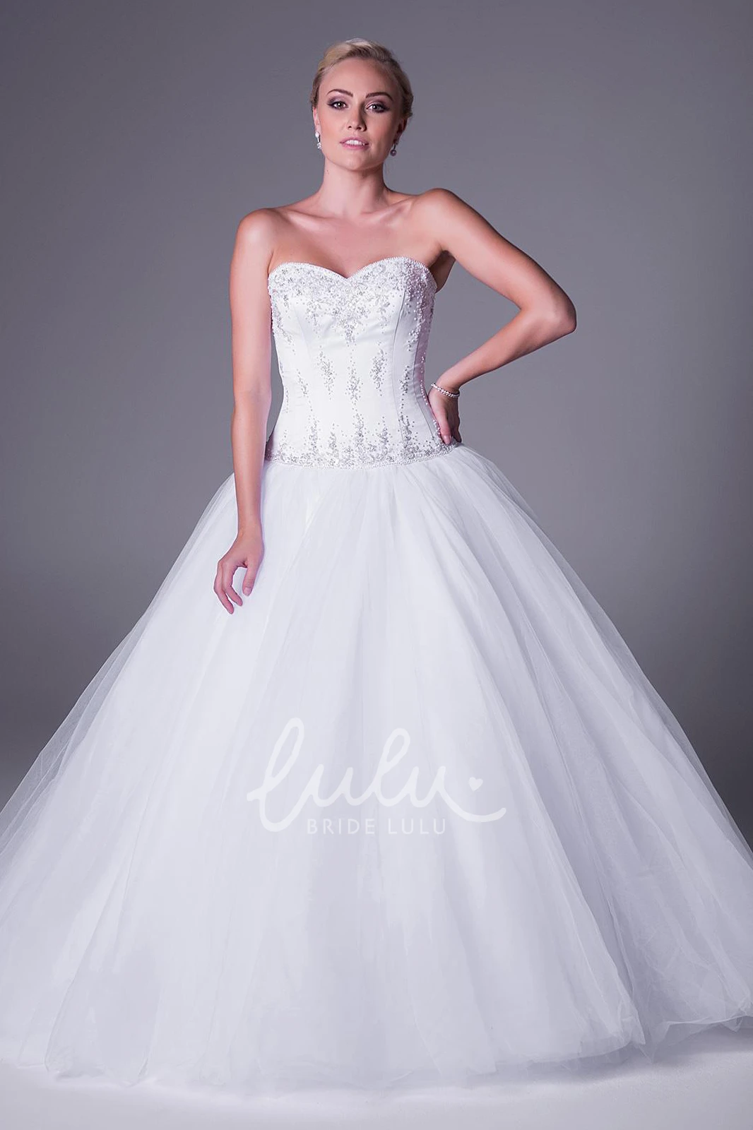 Sweetheart Maxi Tulle Wedding Dress with Beading Ball Gown