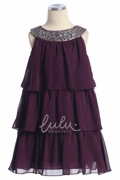 Chiffon & Sequins Embroidered Flower Girl Dress Elegant Dress for Weddings