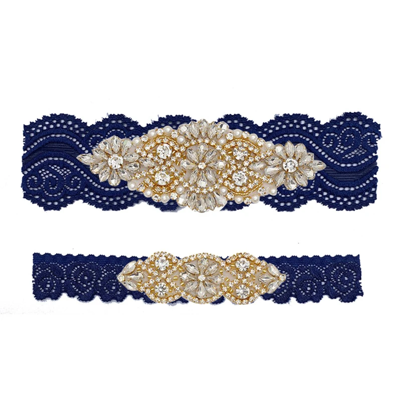 Latest Rhinestone Beaded Double Garters