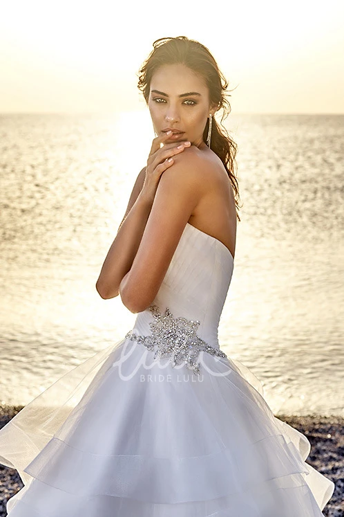 Tulle Sweetheart Wedding Dress with Criss Cross and Tiers Ball Gown Style