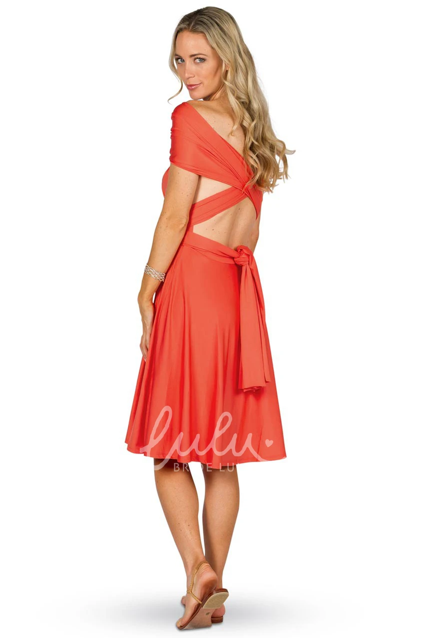 Halter Knee-Length Sleeveless Chiffon Bridesmaid Dress with Ruching