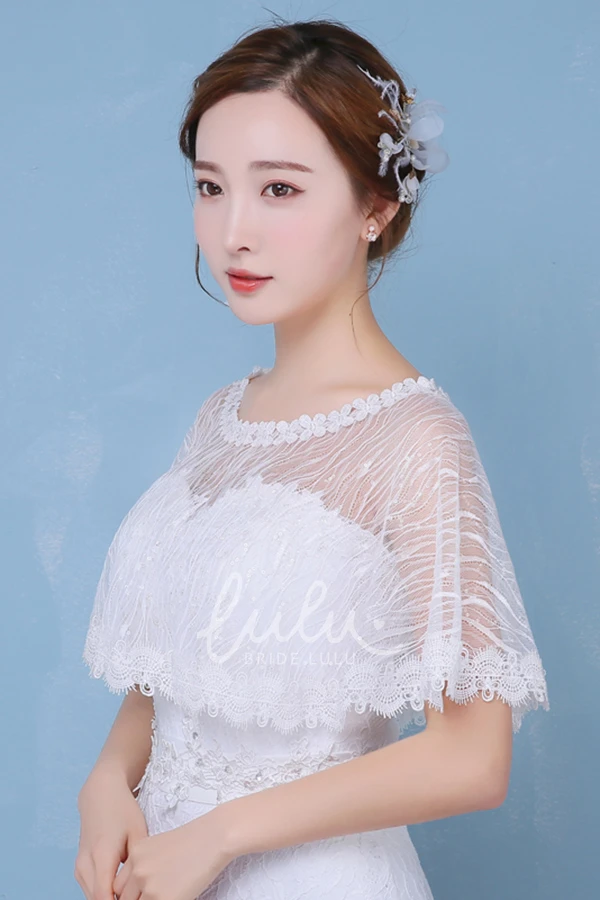 Sequined Lace Cape-style Cloak Unique Wedding Shawl for Brides