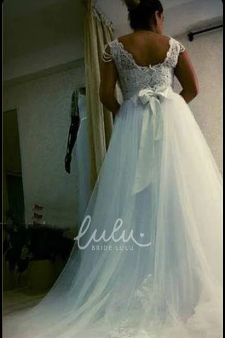 Lace Tulle A-Line Wedding Dress with Bateau Neckline