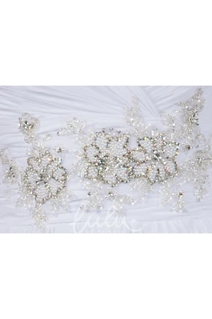 Beaded A-line Taffeta Wedding Dress with Flower Waist